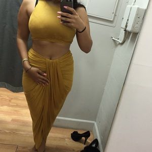 Yellow suede two piece, NEW very sexy